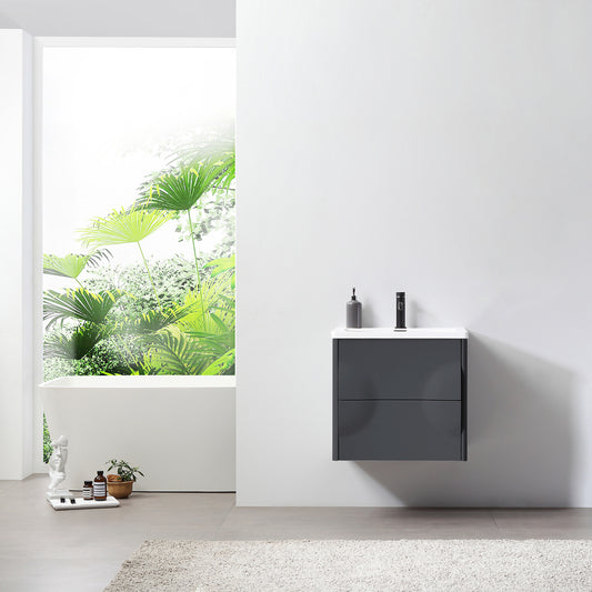 Colmar 24" Wall Mounted Bathroom Vanity with Acrylic Integrated Sink Top