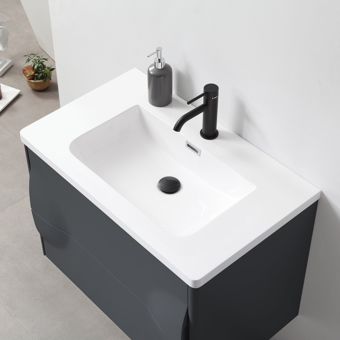 Colmar 30" Wall Mounted Bathroom Vanity with Acrylic Integrated Sink Top