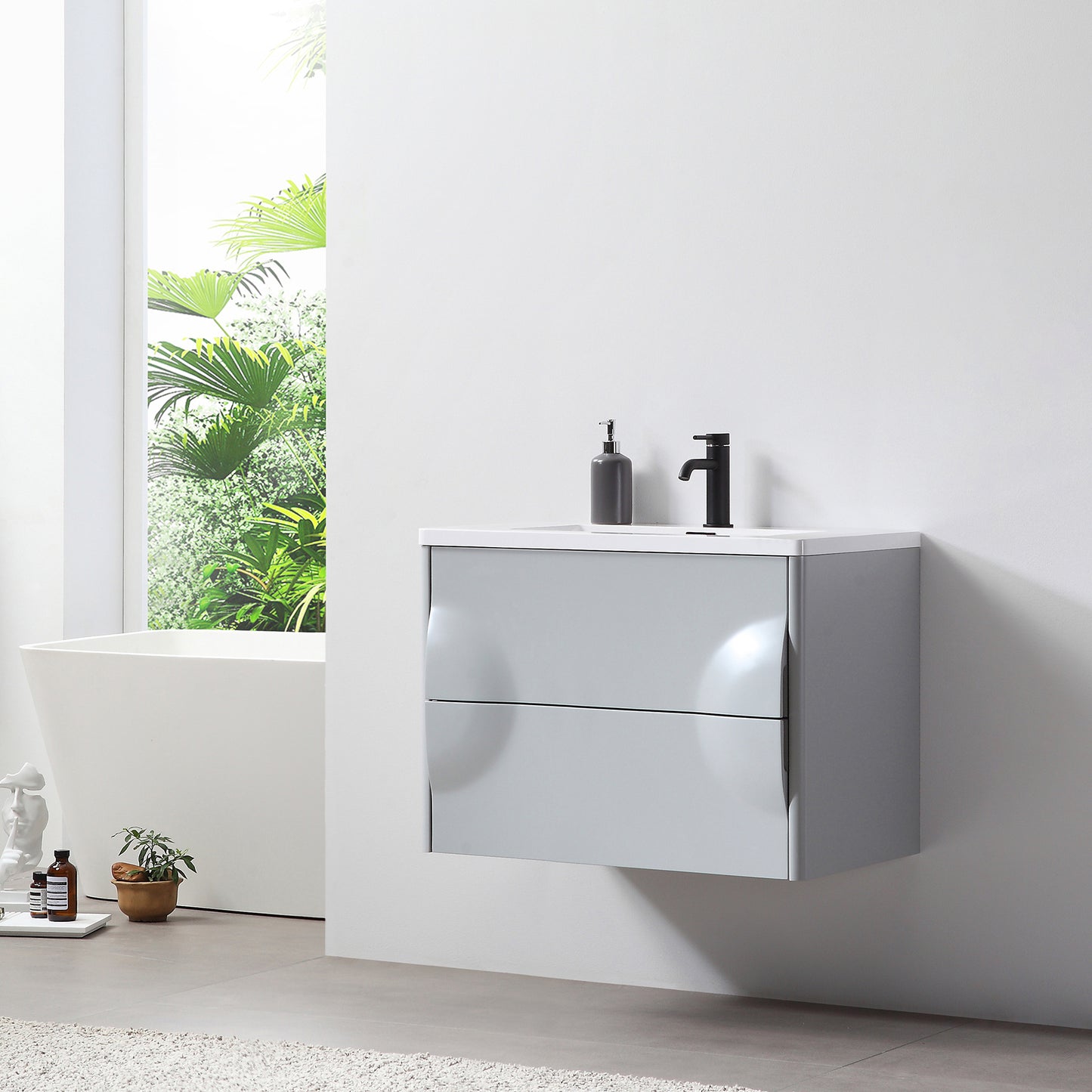 Colmar 30" Wall Mounted Bathroom Vanity with Acrylic Integrated Sink Top