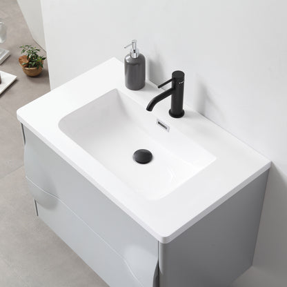 Colmar 30" Wall Mounted Bathroom Vanity with Acrylic Integrated Sink Top