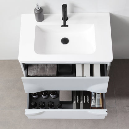 Colmar 30" Wall Mounted Bathroom Vanity with Acrylic Integrated Sink Top