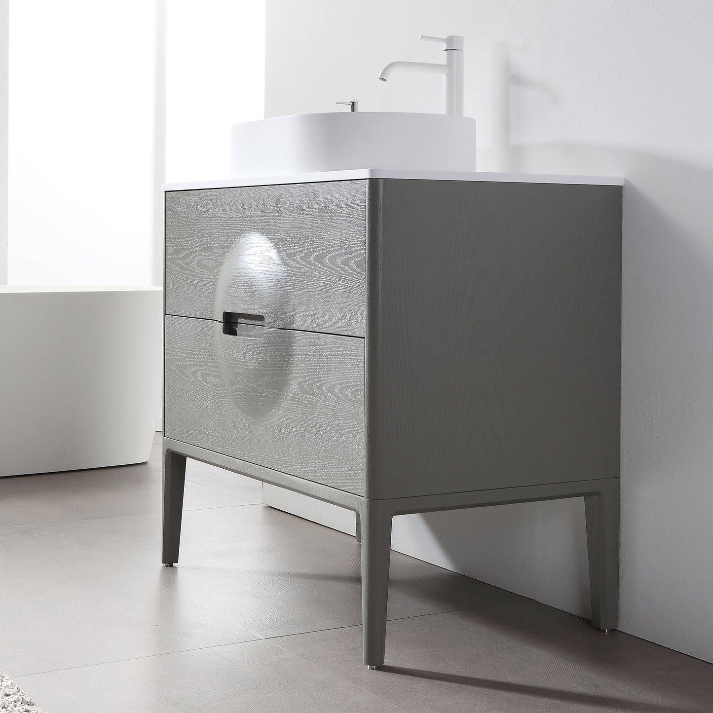 Colmar 36" Freestanding Bathroom Vanity with Premium Grade ATH Matte Solid Surface Top and Vessel Sink