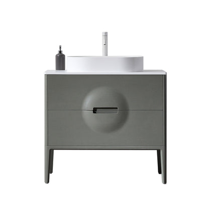 Colmar 36" Freestanding Bathroom Vanity with Premium Grade ATH Matte Solid Surface Top and Vessel Sink