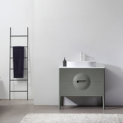 Colmar 36" Freestanding Bathroom Vanity with Premium Grade ATH Matte Solid Surface Top and Vessel Sink