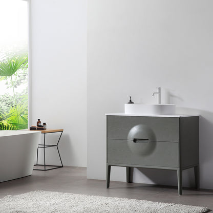 Colmar 36" Freestanding Bathroom Vanity with Premium Grade ATH Matte Solid Surface Top and Vessel Sink