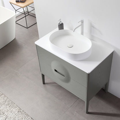 Colmar 36" Freestanding Bathroom Vanity with Premium Grade ATH Matte Solid Surface Top and Vessel Sink