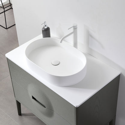 Colmar 36" Freestanding Bathroom Vanity with Premium Grade ATH Matte Solid Surface Top and Vessel Sink