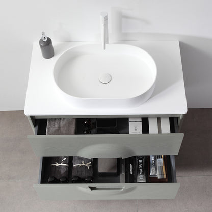 Colmar 36" Freestanding Bathroom Vanity with Premium Grade ATH Matte Solid Surface Top and Vessel Sink