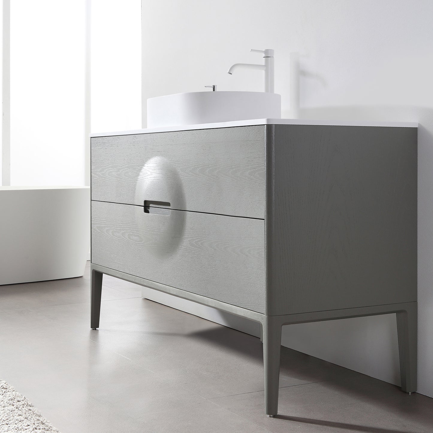 Colmar 48" Freestanding Bathroom Vanity with Premium Grade ATH Matte Solid Surface Top and Vessel Sink