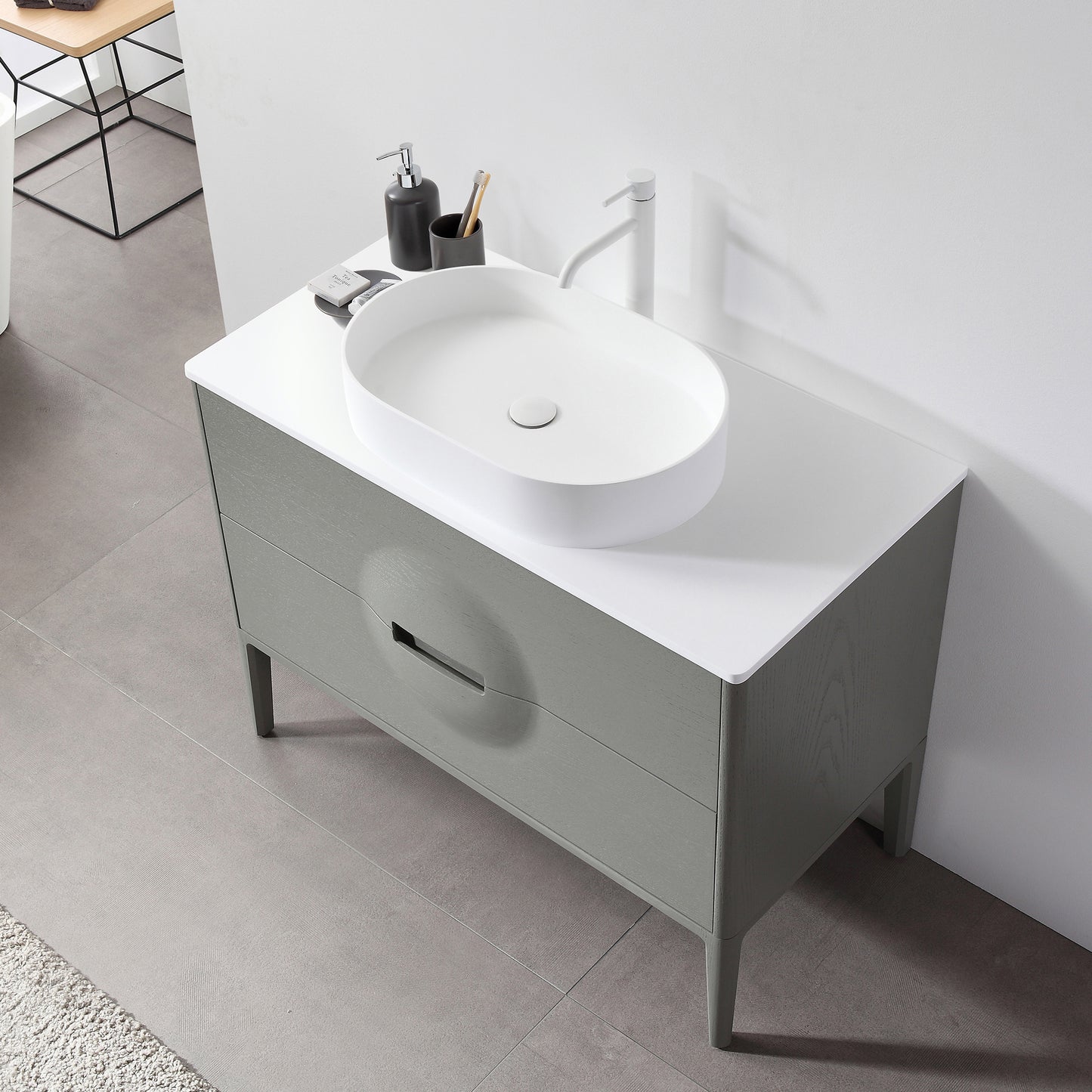 Colmar 48" Freestanding Bathroom Vanity with Premium Grade ATH Matte Solid Surface Top and Vessel Sink