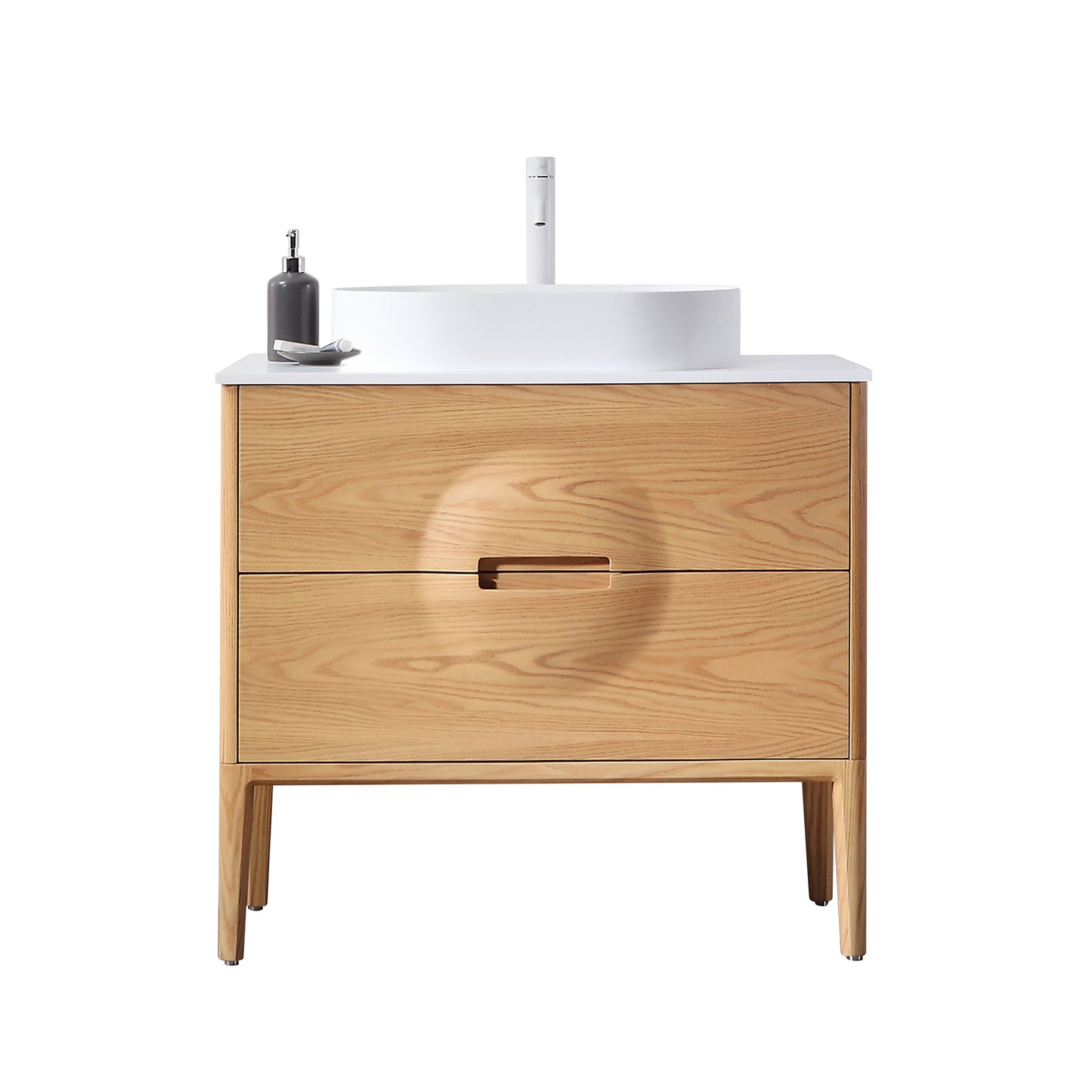 Colmar 36" Freestanding Bathroom Vanity with Premium Grade ATH Matte Solid Surface Top and Vessel Sink