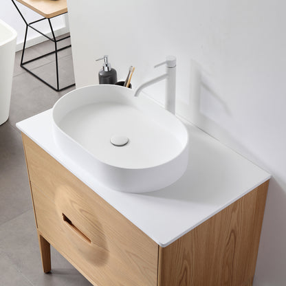 Colmar 36" Freestanding Bathroom Vanity with Premium Grade ATH Matte Solid Surface Top and Vessel Sink