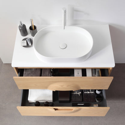 Colmar 36" Freestanding Bathroom Vanity with Premium Grade ATH Matte Solid Surface Top and Vessel Sink