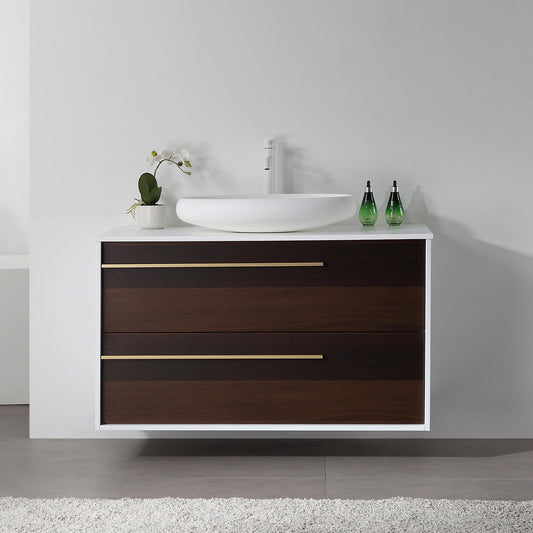 Goreme 42" Wall Mounted Bathroom Vanity with Premium Grade ATH Matte Solid Surface Top and Vessel Sink