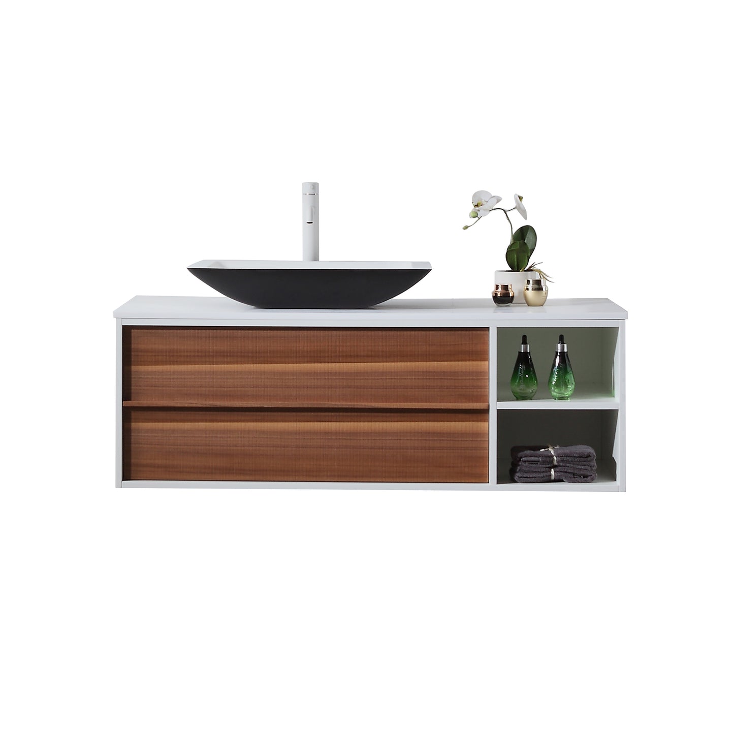 Goreme 48" Wall Mounted Bathroom Vanity with Premium Grade ATH Matte Solid Surface Top and Vessel Sink