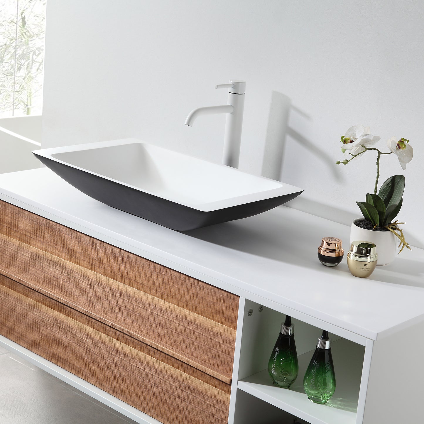 Goreme 48" Wall Mounted Bathroom Vanity with Premium Grade ATH Matte Solid Surface Top and Vessel Sink