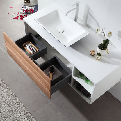 Goreme 48" Wall Mounted Bathroom Vanity with Premium Grade ATH Matte Solid Surface Top and Vessel Sink