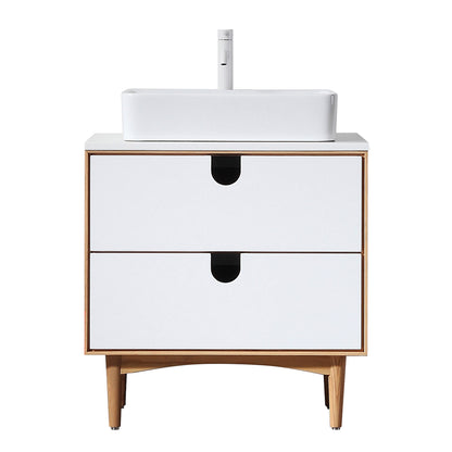 Portree 30" Freestanding Bathroom Vanity with Pure White Quartz Top and Ceramic Vessel Sink