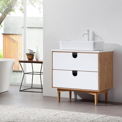 Portree 30" Freestanding Bathroom Vanity with Pure White Quartz Top and Ceramic Vessel Sink