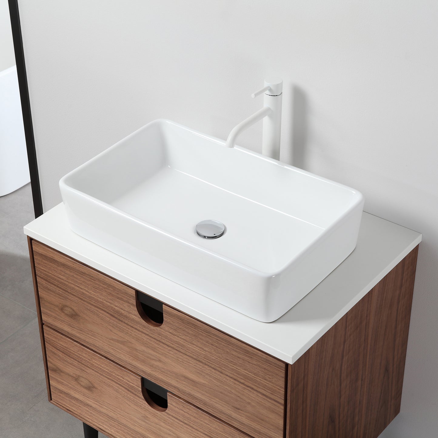 Portree 30" Freestanding Bathroom Vanity with Pure White Quartz Top and Ceramic Vessel Sink