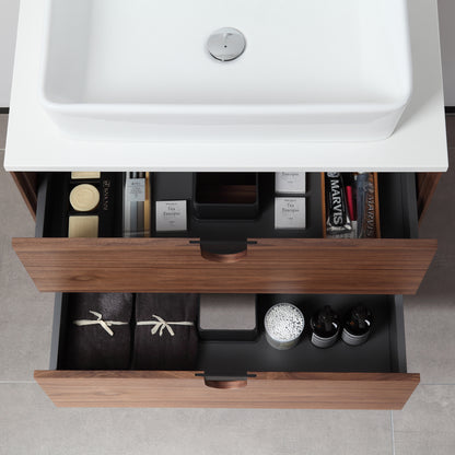 Portree 30" Freestanding Bathroom Vanity with Pure White Quartz Top and Ceramic Vessel Sink