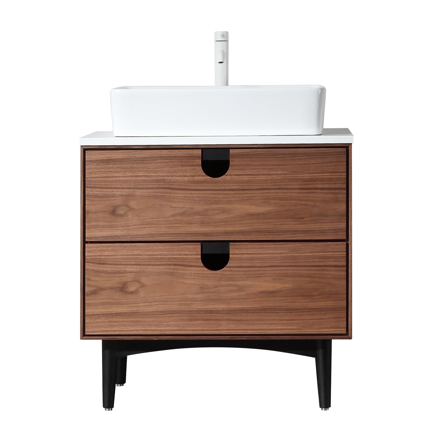 Portree 30" Freestanding Bathroom Vanity with Pure White Quartz Top and Ceramic Vessel Sink