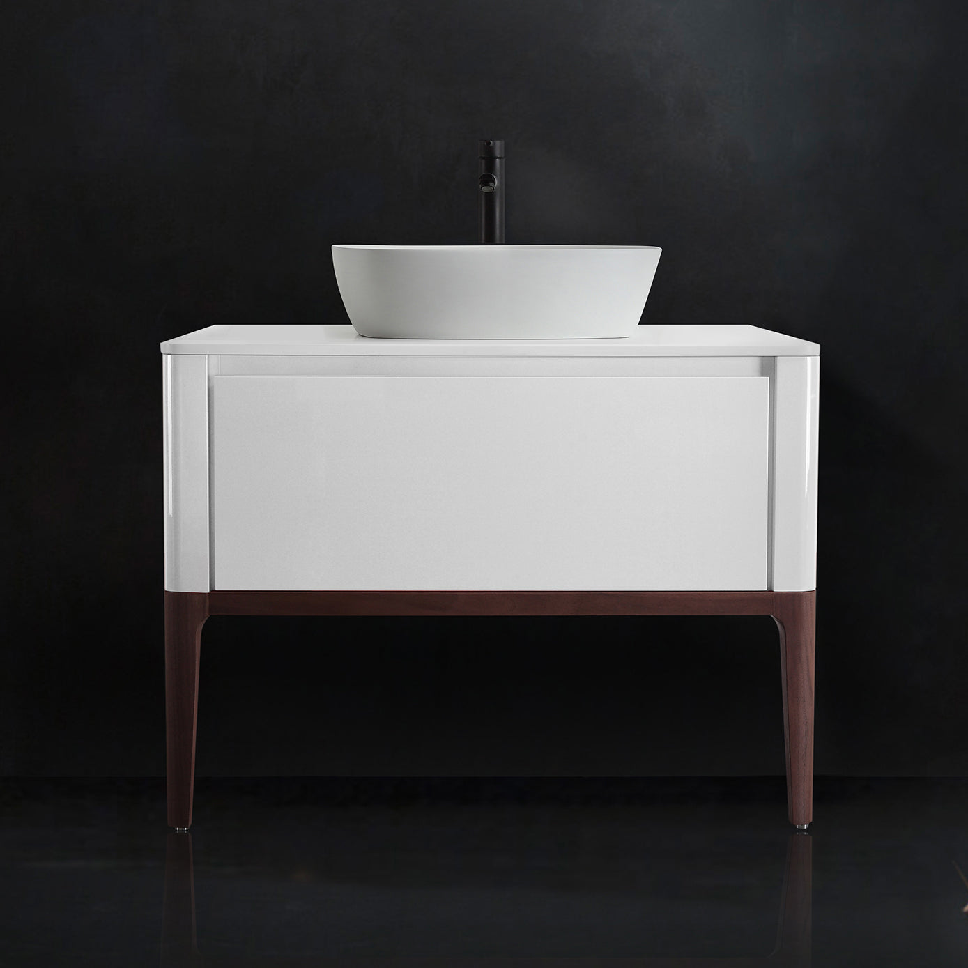 Sebastian 36" Freestanding Bathroom Vanity with Pure White Quartz Top and Ceramic Vessel Sink