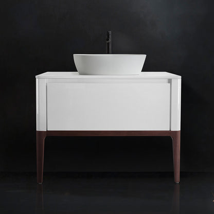 Sebastian 36" Freestanding Bathroom Vanity with Pure White Quartz Top and Ceramic Vessel Sink