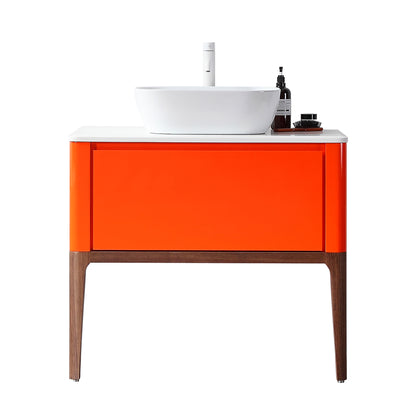 Sebastian 36" Freestanding Bathroom Vanity with Pure White Quartz Top and Ceramic Vessel Sink