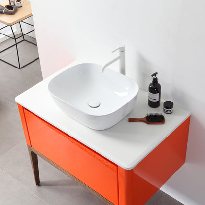 Sebastian 36" Freestanding Bathroom Vanity with Pure White Quartz Top and Ceramic Vessel Sink