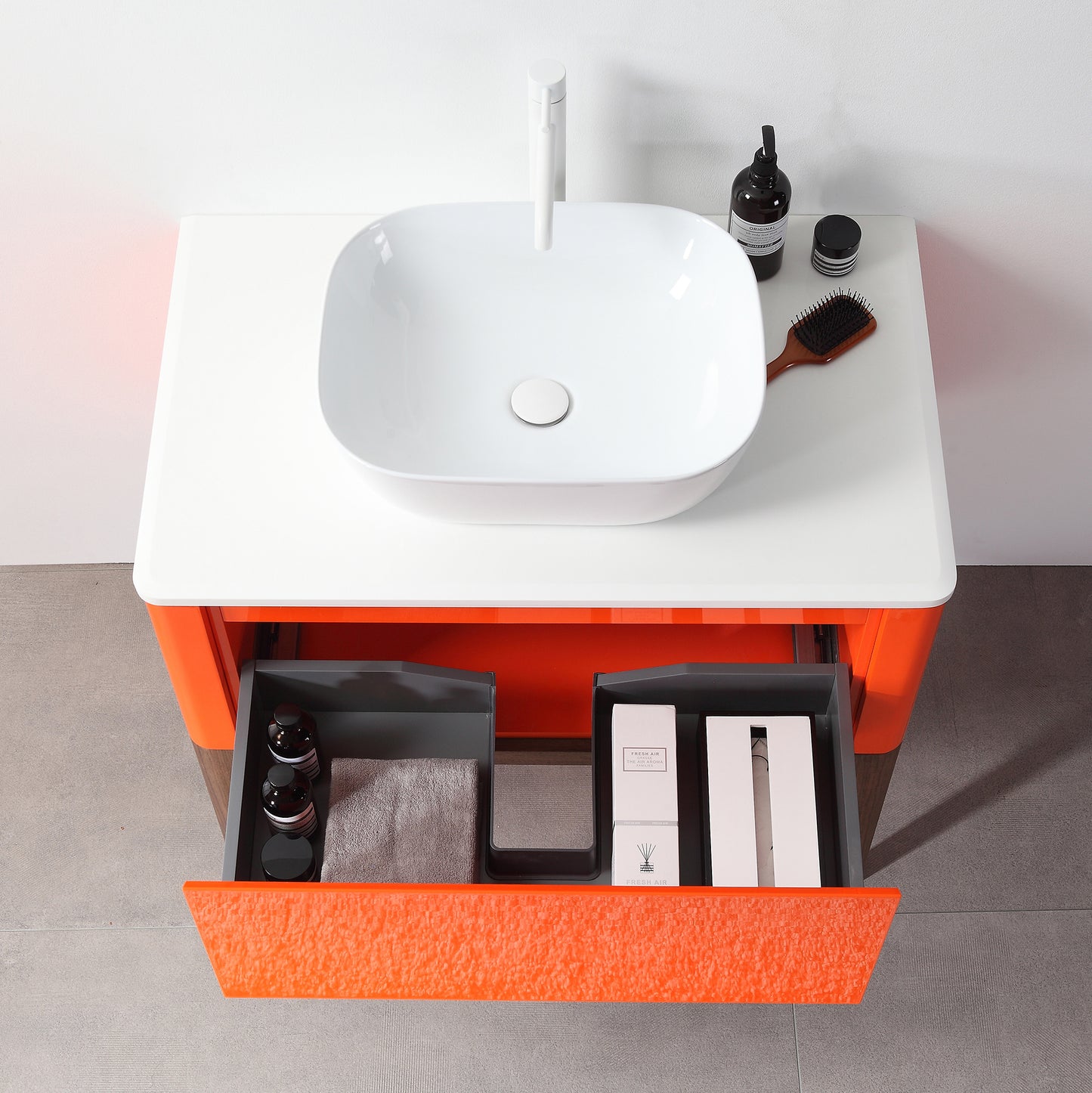 Sebastian 36" Freestanding Bathroom Vanity with Pure White Quartz Top and Ceramic Vessel Sink