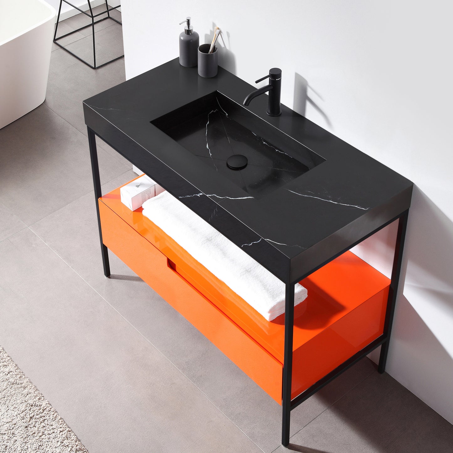 Texel 42" Freestanding Bathroom Vanity with Quartz Integrated Sink Top