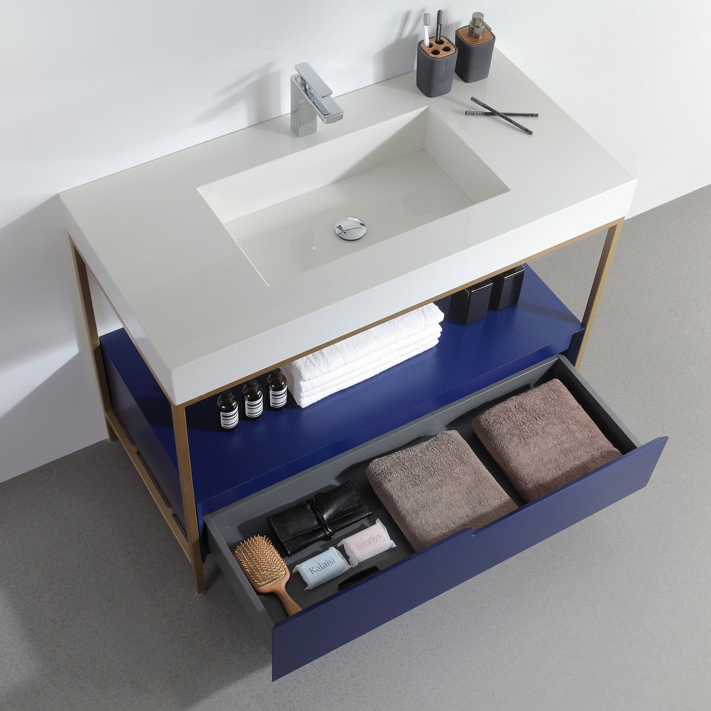 Texel 42" Freestanding Bathroom Vanity with Quartz Integrated Sink Top