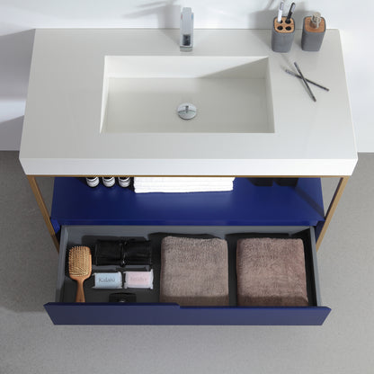 Texel 42" Freestanding Bathroom Vanity with Quartz Integrated Sink Top