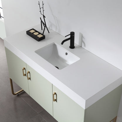 Veemon 48" Freestanding Bathroom Vanity with Pure White Quartz Top and Ceramic Undermount Sink