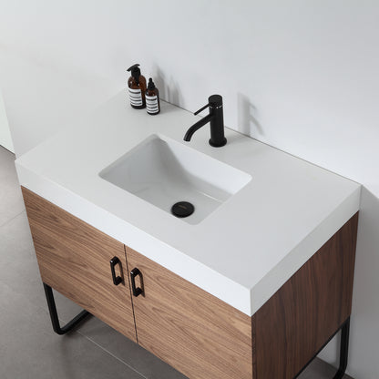 Veemon 36" Freestanding Bathroom Vanity with Pure White Quartz Top and Ceramic Undermount Sink