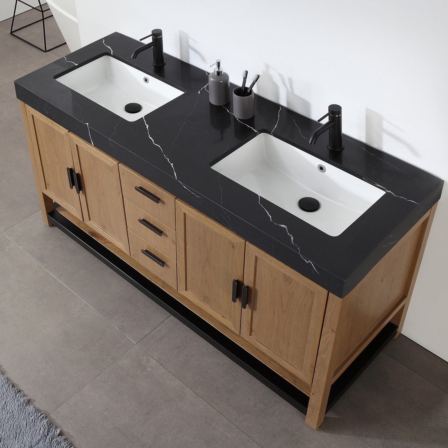 Winchester 60" Freestanding Bathroom Vanity with Quartz Top and Ceramic Undermount Sinks