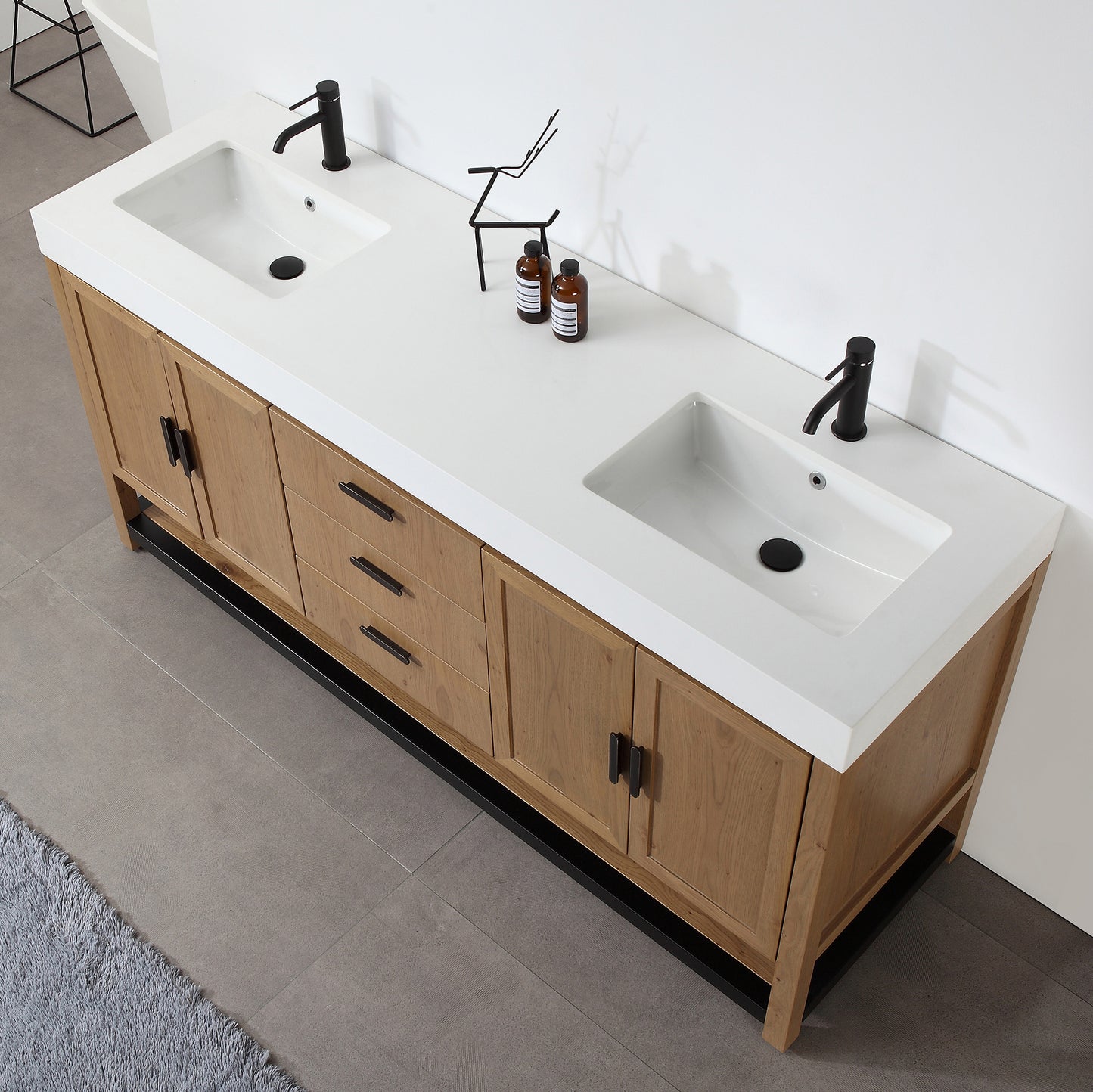 Winchester 72" Freestanding Bathroom Vanity with Quartz Top and Ceramic Undermount Sinks