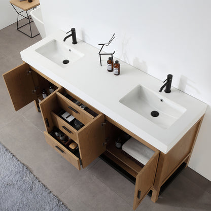 Winchester 72" Freestanding Bathroom Vanity with Quartz Top and Ceramic Undermount Sinks