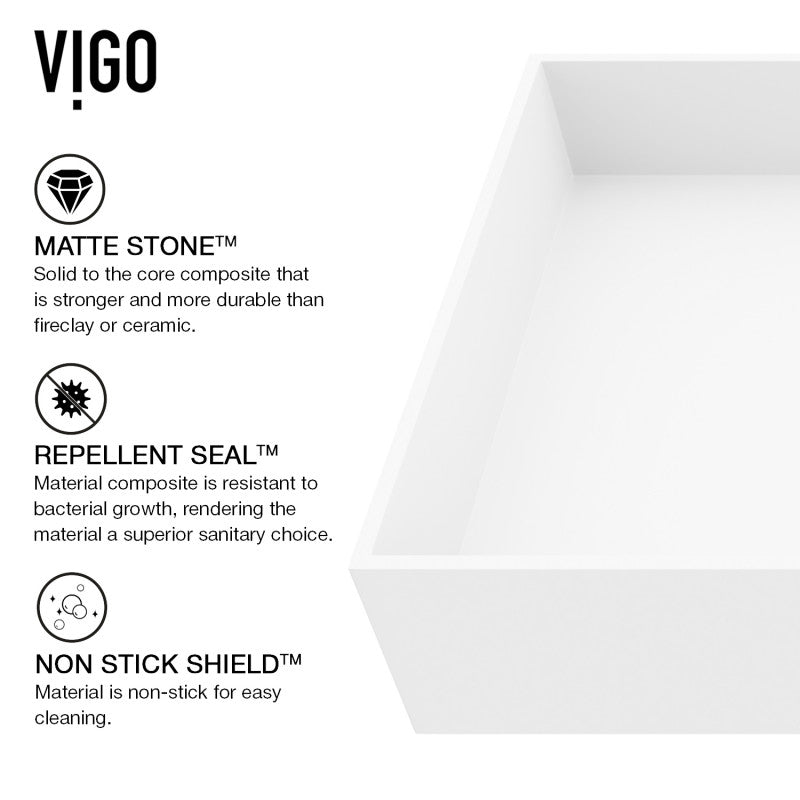 Bryant Grand Rectangular Matte Stone™ Vessel Bathroom Sink