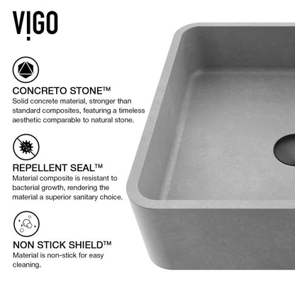 Navona Gothic Square Concreto Stone™ Composite Vessel Bathroom Sink