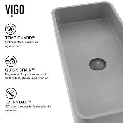 Palazzo Gothic Grey Concreto Stone™ Composite Vessel Bathroom Sink