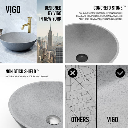 Ravenna Gothic Concreto Stone™ Composite Vessel Bathroom Sink