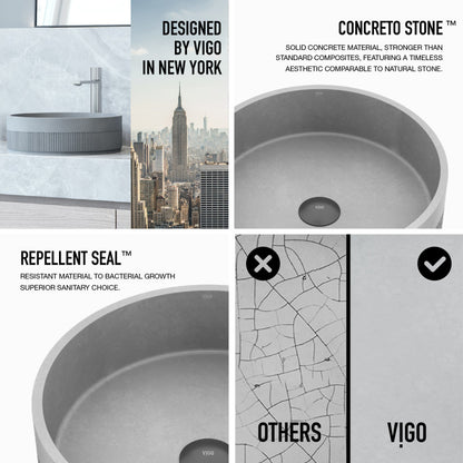 Cypress Round Concreto Stone™ Composite Vessel Bathroom Sink