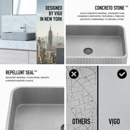 Windsor Rectangular Concreto Stone™ Composite Vessel Bathroom Sink