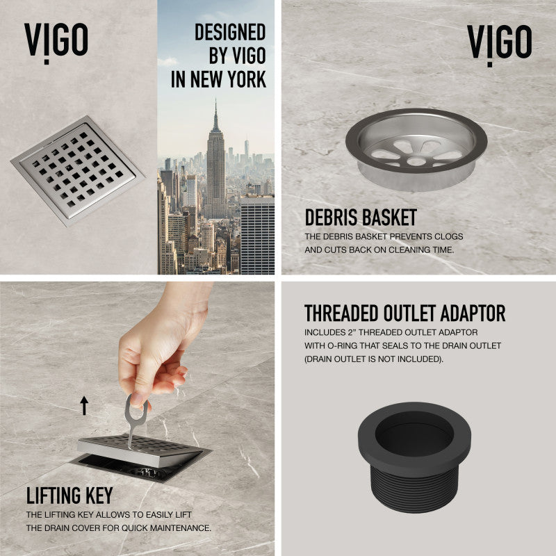 Elan Square Shower Floor Drain