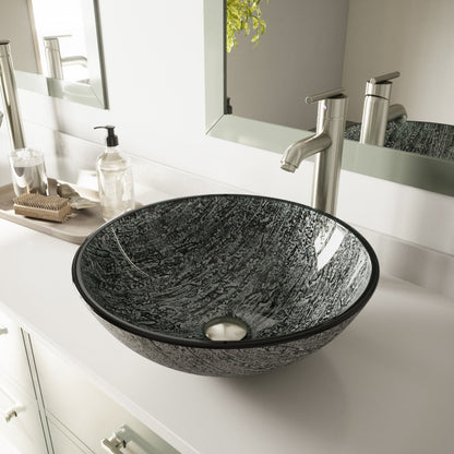 Crystalline Tempered Glass Vessel Bathroom Sink