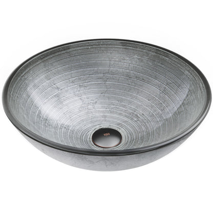 Simply Silver Tempered Glass Vessel Bathroom Sink