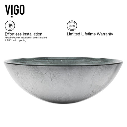 Simply Silver Tempered Glass Vessel Bathroom Sink