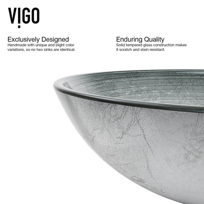 Simply Silver Tempered Glass Vessel Bathroom Sink